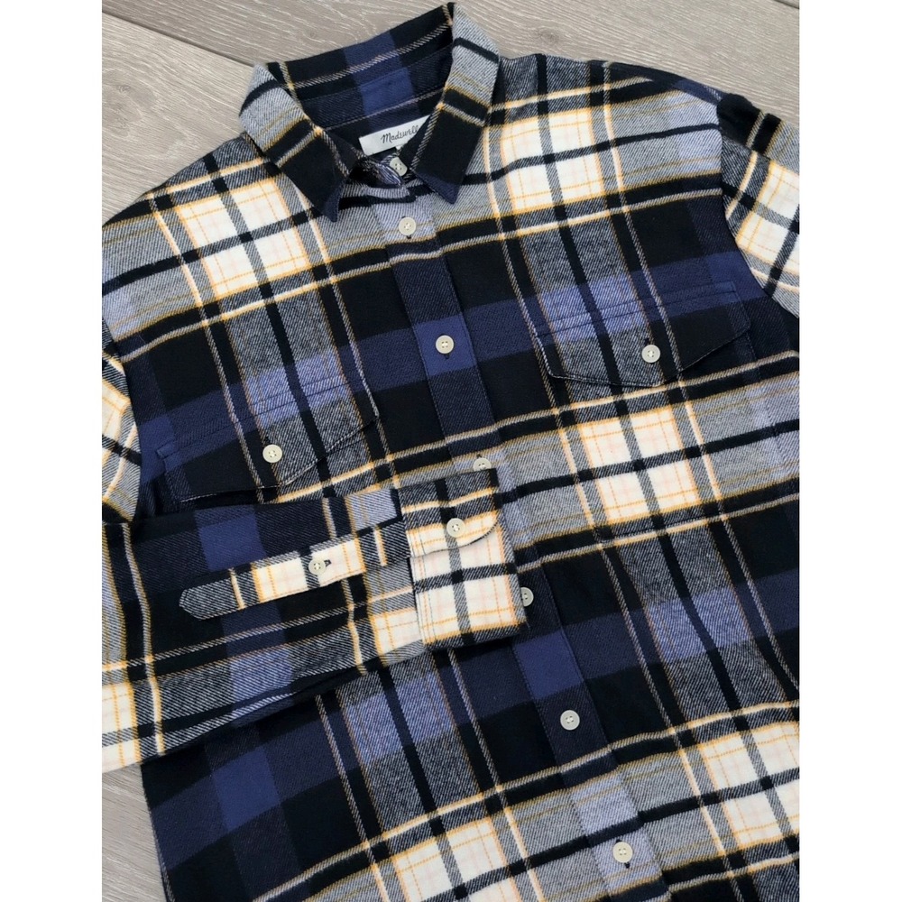 Madewell Flannel Oversized Ex-Boyfriend Shirt Blue Plaid Size Small Women's NWT